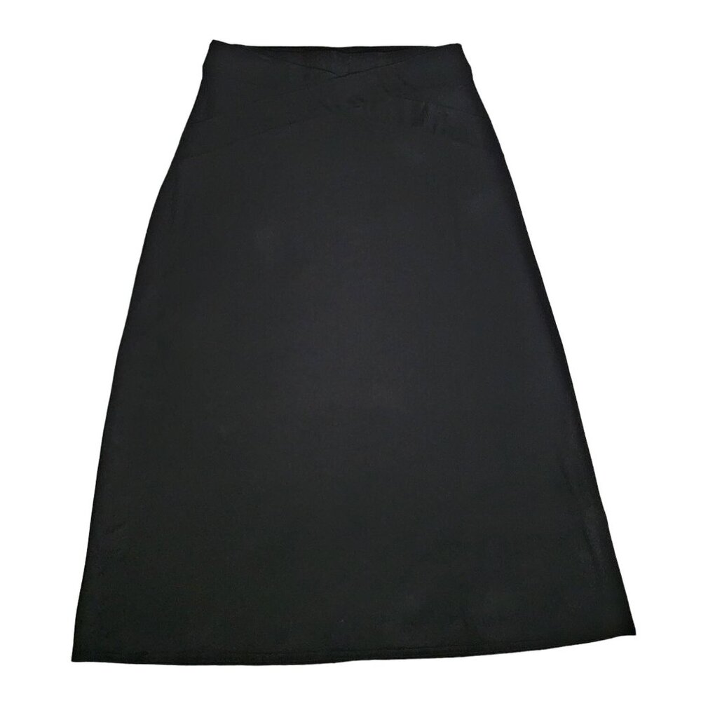 ECI New York Women's Solid Black Criss-Cross Pull-On Maxi-Length Skirt Sz Large - Picture 2 of 10